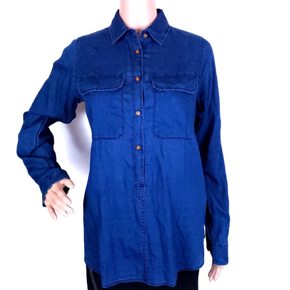 J. Crew Women 1/2 Button Top 100% Cotton Size 2
